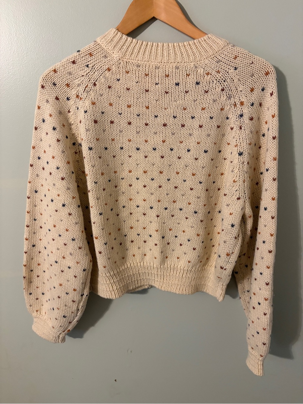Neuflora heart Cream Speckled Button-Front Knit Cardigan medium - Picture 7 of 7